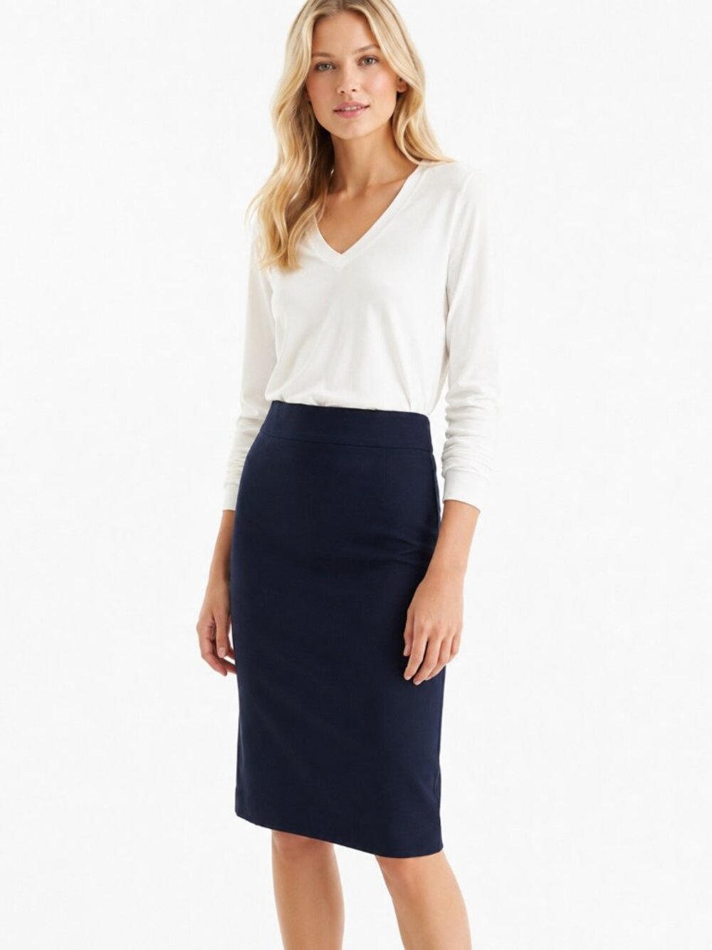 J. Crew Super 120’s Italian Wool Lined Pencil Skirt Navy 0P #A3090